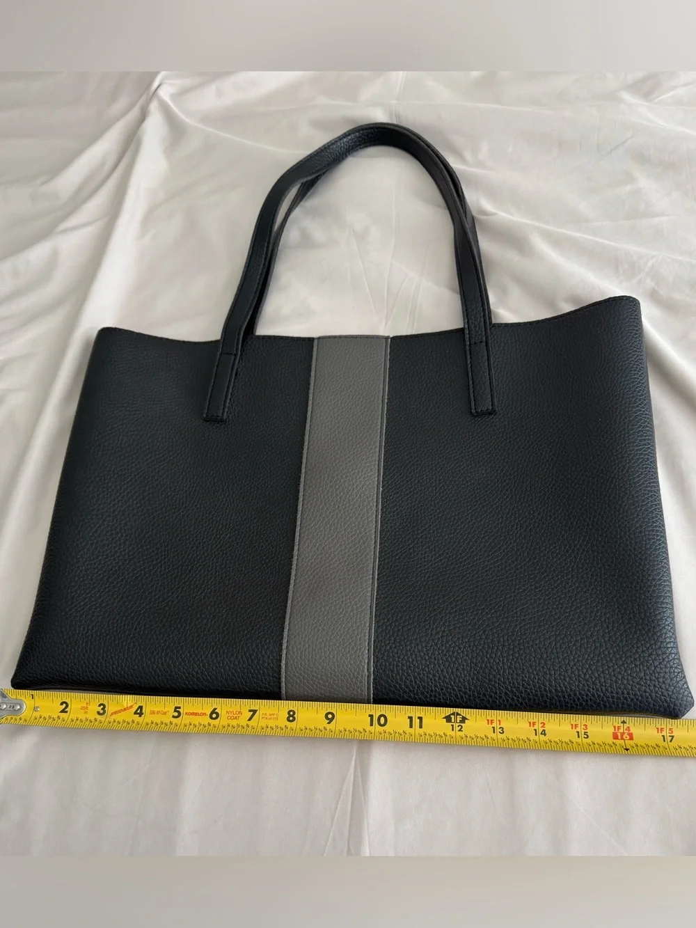 Vince Camuto Black Tote with Gray Center Stripe - Laptop Bag